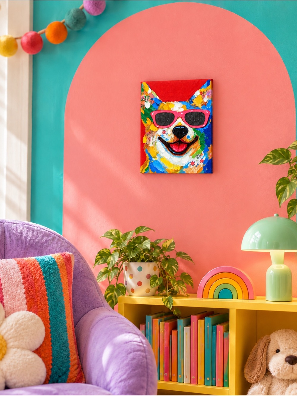 Too Cool to Sit & Stay! Whimsical Dog Canvas Art 🌸🕶️